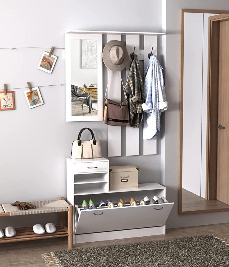 Perchero Para Sombreros Y Abrigos De Melody Jane – Mueble En Miniatura Escala 1:12 En Color Blanco Para Casas De Muñecas