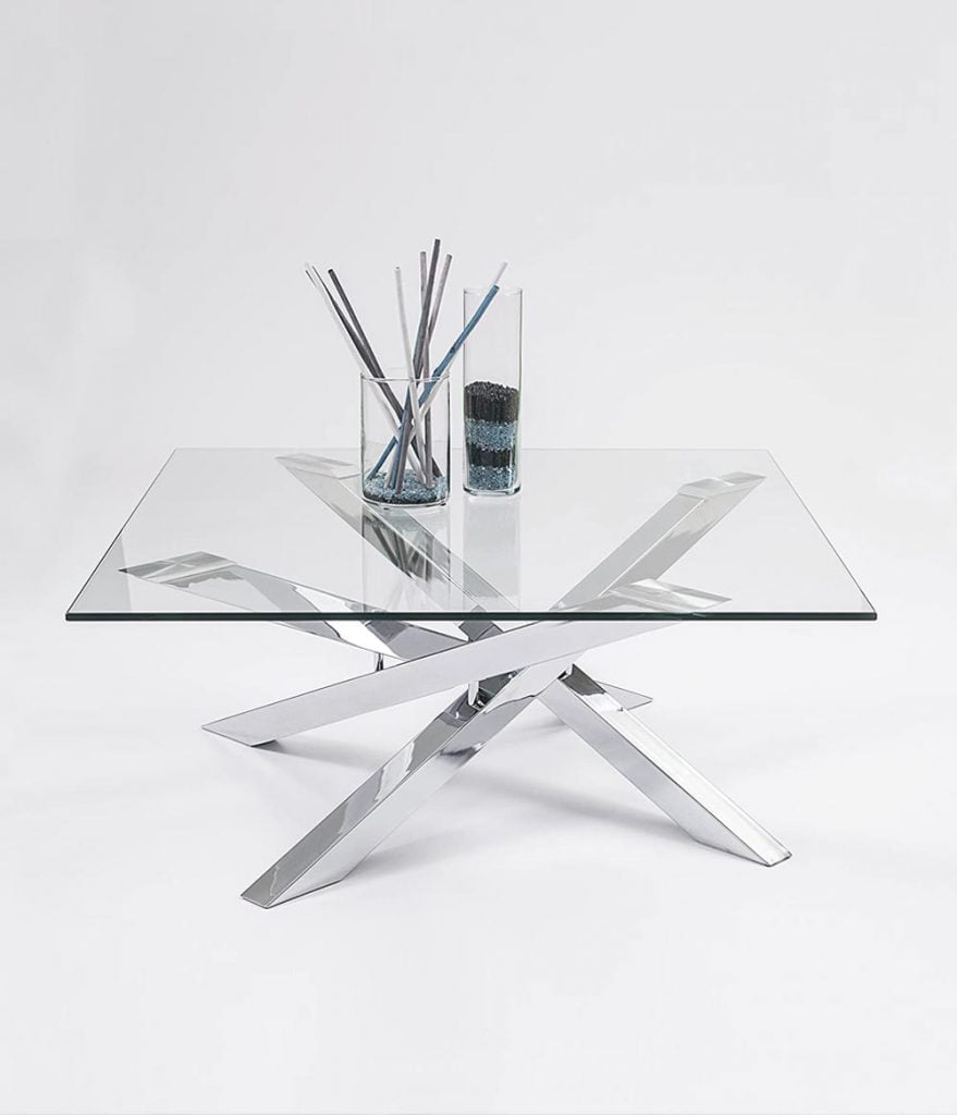 mesa cuadrada de cristal moderna